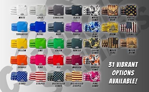 Cornhole Solutions Cornhole Bags Set of 8 – Regulation Pro Style 6x6 – Resin Filled + Tote Bag - color: Distressed Stars/Distressed Stripes