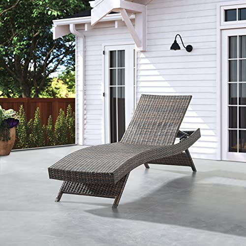 79'' Long Reclining Chaise Lounge Set (Set of 1), Outdoor Wicker Reclining Lounge Chair Patio Rattan Double Chaise Lounge Lawn Sunbathing Chairs Beach Pool Backrest Recliners (Set of 1) - color: 1 Chair