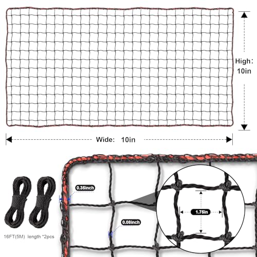 BaseGoal Baseball & Softball Backstop Nets, Heavy Duty Sports Practice Nets, Sports Netting Barrier,DIY Ball Net,Hitting Net for Baseball, Hockey, Soccer, LAX and More - size: 10x10ft