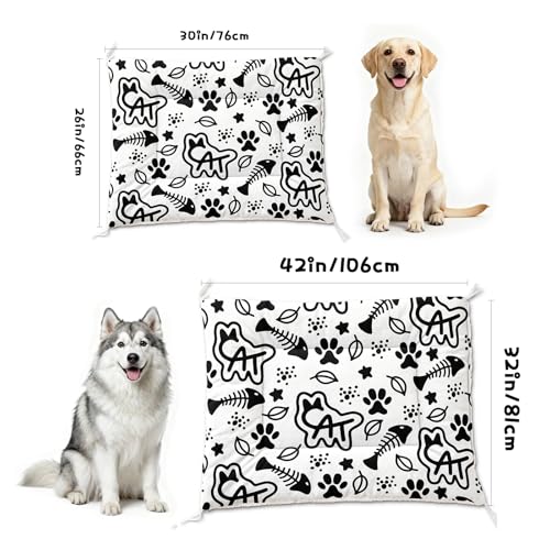 Nttopship Dog Cat Bed Mat Ultra Soft Fluffy Pet Bed Washable Fashion Dog Crate Beds Comfy Comfy Pet Sleeping Pad Suitable for Pet Raised Bed(30"x26",Cat) - color: Cat, size: Medium