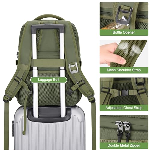 Large Insulated Cooler Backpack for Men Women, 36 Cans Double Deck Leakproof Cooler Bag for Camping, Hiking, Picnic, Fishing, Beach, Travel - color: Army Green