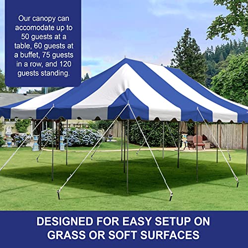 Party Tents Direct 20 x 30 Weekender Pole Tent with Sidewalls, Heavy Duty Waterproof PVC Blue and White Canopy, Easy Up Outdoor Event Pavilion Gazebo for Weddings, Parties, Graduations, and Banquets - color: Blue, size: 20' x 30'