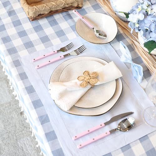 ANNOVA Silverware Set, Retro/Rivet Colorful Stainless Steel Tableware Kitchen Flatware Set Utensils, Includes Dinner Knives, Forks, Spoons, Salad Forks & Dessert Spoons (Light Pink, 10 Pieces) - color: Light Pink