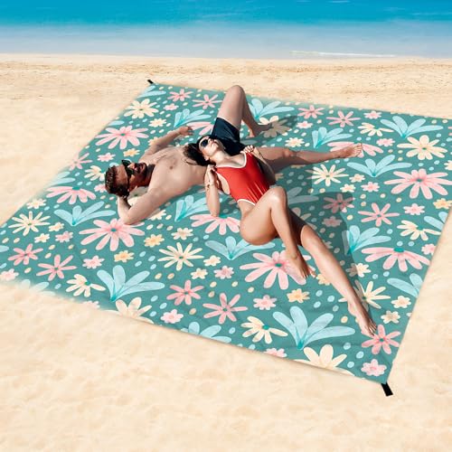 Beach Blanket Waterproof Sandproof Oversized, Extra Large Beach Mat 79" X 87"/110"x118" for 1-8 Adults Sand Free, Quick Drying Durable Outdoor Picnic Mat for Beach Travel Camping Hiking - color: Flower, size: 6.6x7.2 FT (1～4 Person)