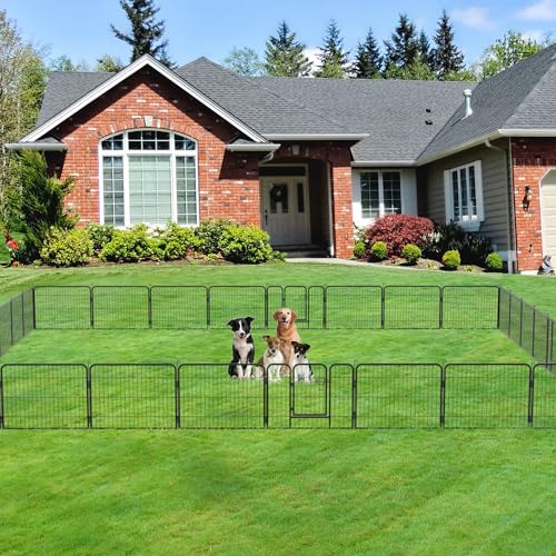 FDW Dog Playpen Dog Pen Dog Kennel 32 Panels 24 Inch Height Indoor Outdoor Folding Metal Portable Puppy Exercise Pen Heavy Duty Dog Fence for Yard Camping,Black - style: 32 Panels