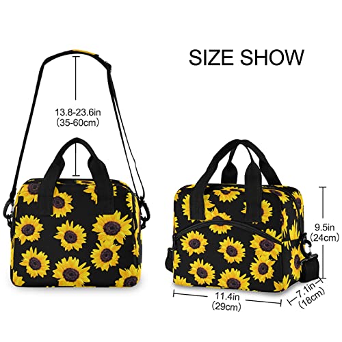 Sunflowers Insulated Lunch Bag Reusable Lunch Tote Bag Cooler Bag for Women Men Adult Lunch Box with Adjustable Shoulder Strap Leakproof Lunch Bag for Work School Picnic Camping - color: Sunflowers