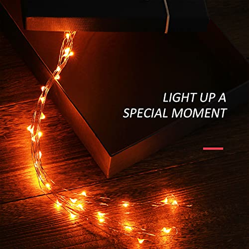 Ariceleo Mini Halloween Fairy Lights Battery Operate, 1 Pack Copper Wire Night Lights 3*AAA Battery Powered Led Starry Fairy String Lights for Bedroom, Christmas, Party, Decoration(5m/16ft Orange) - color: Orange, size: 1 Pack