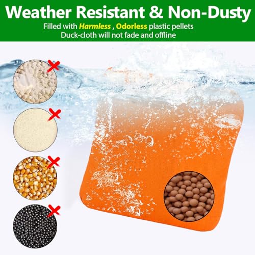EunHo Cornhole Bags Set of 8 Regulation Size & Weight Corn Hole Bean Bags Official Professional All Weather for Tossing Game with Carry Case - color: Orange/Blue
