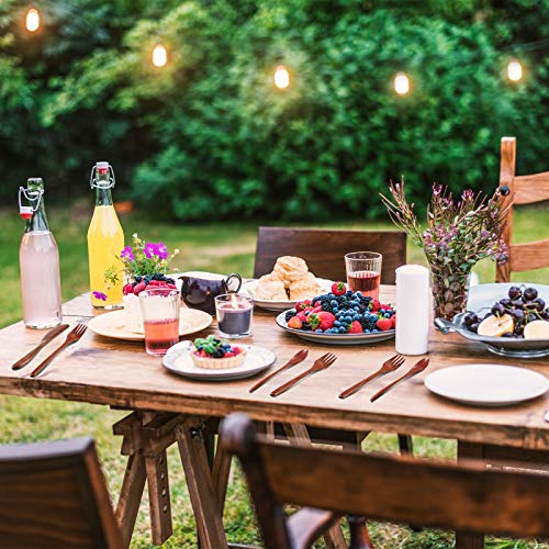 Geiserailie 12 Pcs Wooden Utensils for Eating Wooden Spoon Fork Knife Cutlery Set Kitchen Wood Dinner Flatware Tableware Set Includes Spoon, Fork, Knife
