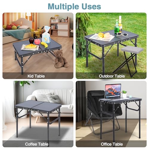 REDCAMP Small Camping Table 2ft, Portable Aluminum Folding Table Adjustable Height Lightweight for Picnic Beach Outdoor Indoor, Gray - size: Rectangle 2ft(24"x16")