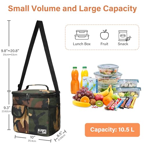 Tirrinia Insulated Large Lunch Bag for Women Men, Leakproof Lunch Box Containers for Adults, Work, School, Soft Lunchbox for Kids, Boys, Adult Cooler Bag for Picnic, Hiking,Beach - color: Camo, size: Large-10.5L