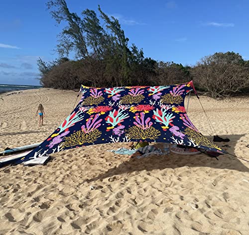 Neso Portable Beach Tent Sun Shelter - Lightweight Beach Shade Canopy - Easy Setup for Family Outings - Patented Reinforced Corners - UPF 50+ Sun Protection - color: Save the Reef