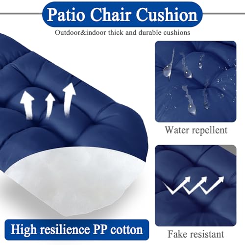 Adirondack Chair Cushion, Thick Indoor/Outdoor Rocking Chair Cushion with High Elasticity PP Cotton Water-Resistant Patio Furniture Cushions High Back Seat Pads for Porch Yard Lawn Chairs 44x19x4 - color: Navy
