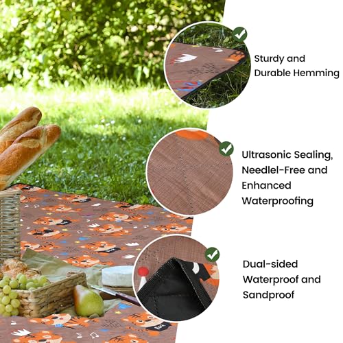Dimatic Cute Picnic Blankets 78"x78" Extra Large Beach Blankets Waterproof Sand Proof Foldable Portable for Outdoor Family Camping - color: Dancing Tiger