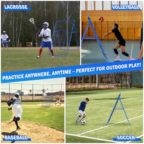 Volleyball Lacrosse Rebound Net Pro, WINTHAI Lacrosse Rebounder for Backyard, 7x4FT/6x4FT/4x4FT Bounce Back Net with Target Strike Zone, Easy Quick Setup, Volleyball Baseball Softball Soccer Training - size: 6ftx4ft