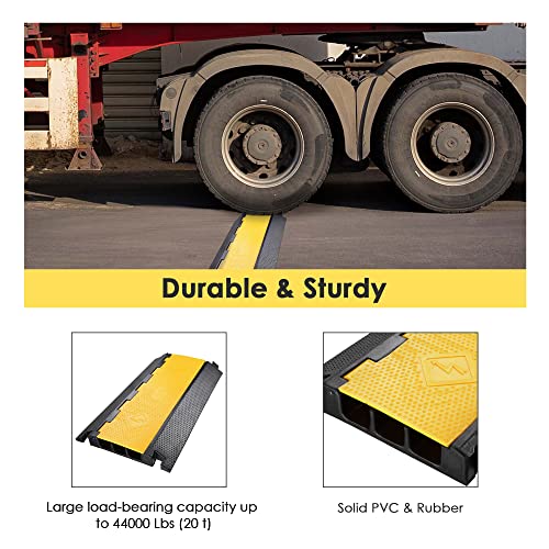 Yescom Cable Ramp Protector 3 Channel Garden Hose Protecitive 44000 Lbs Load Capacity Heavy Duty Speed Bump for Road Driveway Walkway - size: 2.8"H - 3 Channel