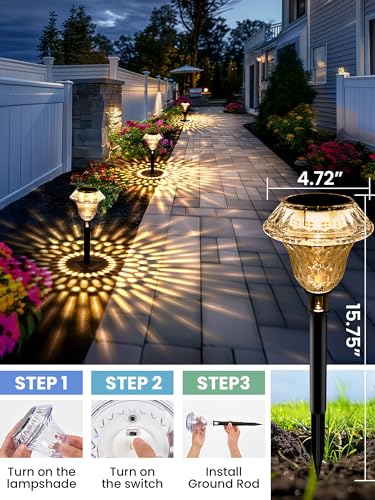 SOLPEX Solar Pathway Lights Garden Decor for Yard, Garden Lights Solar Powered Waterproof Landscape Lighting, Solar Outdoor Lights Porch Decor for Path Walkway Driveway (6 Pack Warm White) - color: Warm White, size: 6 PACK