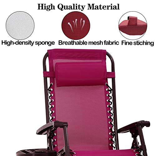 Ostlttyn Zero Gravity Chair Replacement Pillow Headrest with Elastic Band, Universal Soft Removable Padded Cushion Head Pillow for Zero Gravity Lounge Chair, Folding Patio Lawn Recliner Chair, Red - color: Red, size: 1 Pack