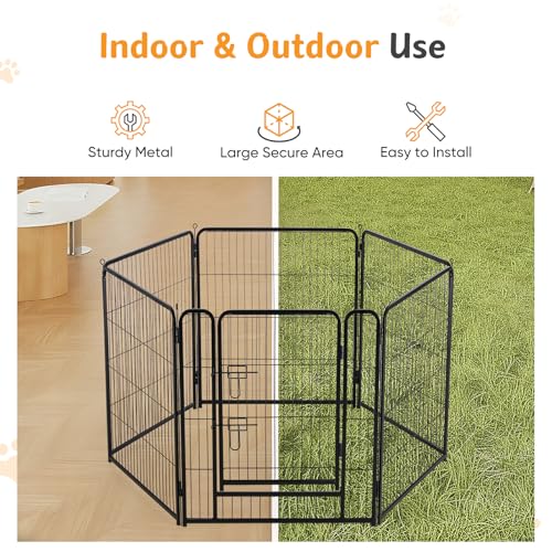 NEWBULIG Dog Playpen for Indoor 40 Inch 6 Panels - Portable Heavy Duty Metal Pet Exercise Pen with Door, Foldable Small Medium Large Dog Puppy Playpen Fence for Outdoor RV, Camping, Yard, Garden - color: Black, size: 40IN