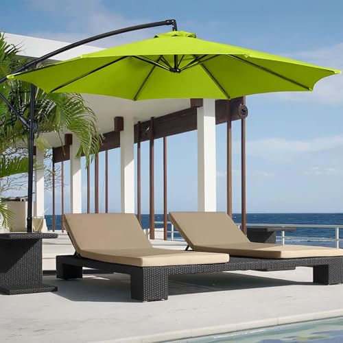 10ft Patio Umbrella Replacement Canopy 8 Ribs, Waterproof & Fade Resistant Market Umbrella Cover, Thickened Polyester Fabric for Backyard, Garden and Pool (Canopy Only) (Grass Green) - color: Grass Green
