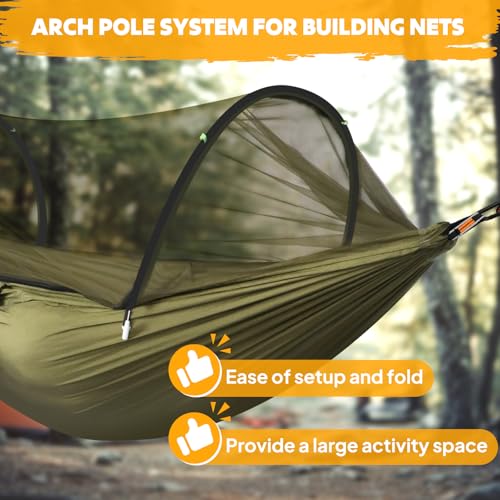 Chihee Ultra-Light Travel Camping Hammock Pop-up Net Hammock 660lbs Load Capacity,Breathable,Quick-Drying Parachute Nylon 2 Premium Carabiners,2 Tree Slings Included for Outdoor Backpacking Hiking - color: Army Green