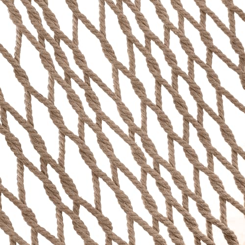 Lazy Daze Hammocks 12FT Double Rope Hammocks, 2 Person Hand Woven Cotton Hammock with Spreader Bar, Carabiner, Tree Strap, Chain for Outside, FIT 13-15 FT Stand, Max 450 Lbs, Brown - color: Brown