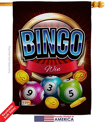 Bingo Win House Flag Set Interests Game Bunco Night Dice Poker Hobbies Leisure Activity Small Decorative Gift Yard Banner Double-Sided Made In USA 28 X 40