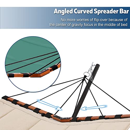 TegerDeger 12FT 2 Person Hammock with Stand Included 55 x 79IN Large Hammock 450LB Capacity with Hardwood Spreader Bar & Nylon Rope for Outside, Patio, Garden, Backyard, Beach - Deep Lake Blue 2 - color: Lake Blue