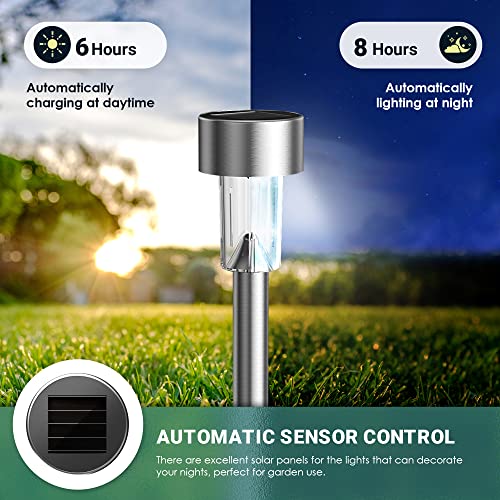GIGALUMI 16 Pack Solar Lights Outdoor Waterproof,Stainless Steel LED Solar Garden Lights for Patio, Lawn, Yard and Landscape(Cold White) - color: Cold White, size: 16 PACK