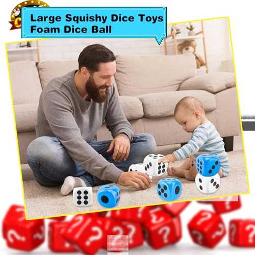2 Pieces 6 Inches Large Foam Dice Set Giant Foam Dice Soft Dot Dice Toy for Family Educational Toys Parent Child Board Games Nights Casino Themed Party Decoration (Color Set 3) - color: Color Set 3
