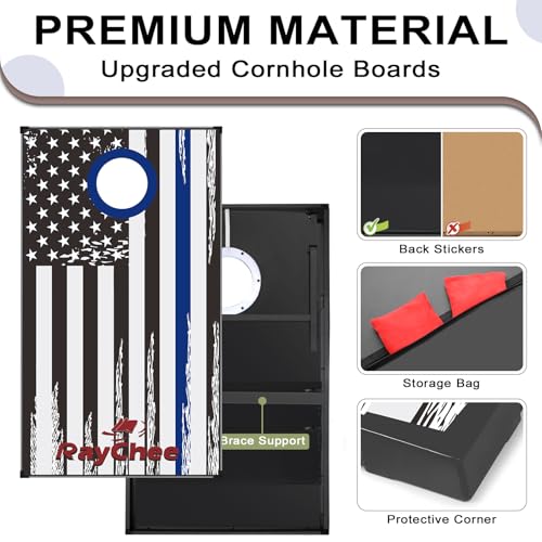 LED Cornhole Set, 3 x 2ft / 4 x2 ft Cornhole Board Game Set, Corn Hole Outdoor Game, Multi-Design with Light-Up Border, 8 Bean Bags, Carrying Case for Backyard, Beach, Lawn - color: American Flag, size: 4'x2'