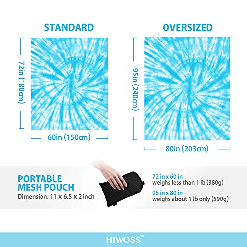 Beach Blanket Waterproof Sandproof Oversized 95”x 80”,Sand Free Beach Mat with Corner Pockets,Portable Mesh Bag for Beach Festival,Picnic,Travel and Outdoor Camping (SkyBlue) - color: Skyblue