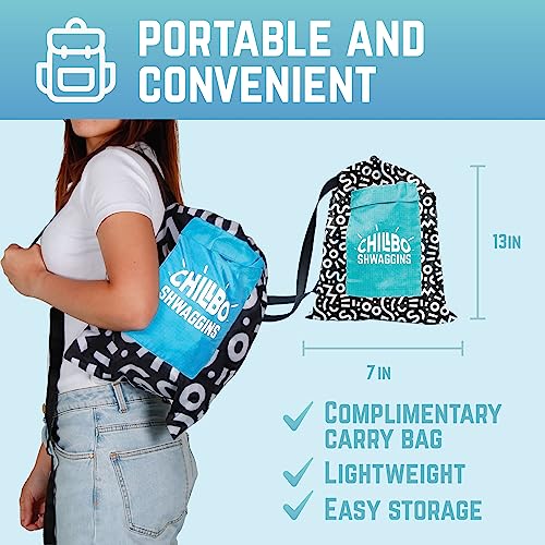 Chillbo Inflatable Couch – Unique Designs - No-Pump Setup, Ripstop Polyester, Stability Pegs, Fun Prints - Portable Air Inflatable Lounger for Beach, Camping, Festivals, and Tailgating - color: Black & White Swizzle, size: Large