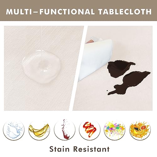 Nasitos 2 Pack Vinyl Square Table Cloth 54x54 Inch-Beige Waterproof Oil-Proof Card Tablecloths, Wipeable Spill-Proof Square Flannel Backed Small Tablecloths for Coffee Table, Indoor&Outdoor - color: Beige, size: 54x54 Inch (Square)