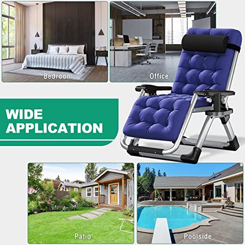 LILYPELLE Zero Gravity Chair, Premium Lawn Recliner Folding Portable Chaise Lounge with Detachable Cushion, Headrest and Cup Holder, Reclining Patio Lounger Chair - color: Noble Blue Gray, style: Zero Gravity Chair