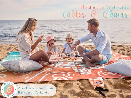 WEKAPO Beach Blanket Waterproof Sandproof Oversized Extra Large Sand Free Beach Mat with Stakes, Storage Bag - Essentials for Outdoor Beach, Picnic (Sea Turtle, 11 X 9 FT (1~10 Person)) - color: Sea Turtle, size: 11 X 9 FT (1~10 Person)