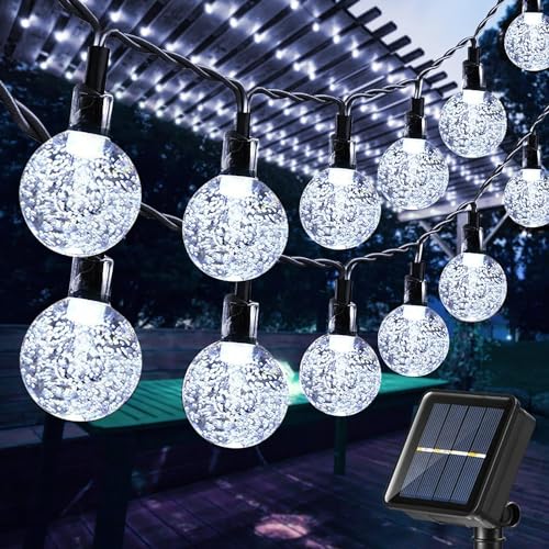 Toodour Solar String Lights Outdoor, 36ft 60 LED Globe String Light with 8 Mode, Waterproof Crystall Ball Lights Solar Patio Lights for Garden, Lawn, Patio, Gazebo, Yard, Outdoor Decor - Cool White - color: Cool White, size: 36ft