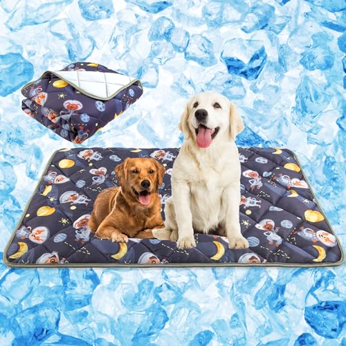 Paw Legend Dog Cooling Mat for Dogs Cat Cooling Pad for Dog Mat Blanket Summer Cool Tech Fabric Washable Sleeping Pad on Kennel Sofa Bed Floor Car Seats, Small - color: Cartoon, size: Small（28x22")