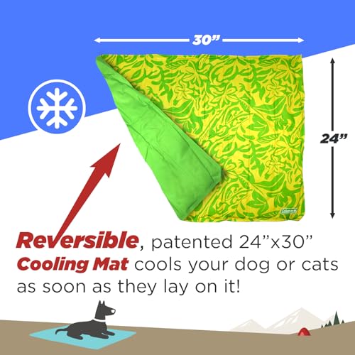 Coleman Medium Green Botanical Pattern Reversible Cooling Mat – 24” x 30” - color: Green