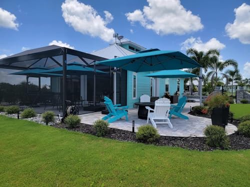PURPLE LEAF Patio Umbrella 9ft Outdoor Square Umbrella Large Cantilever Umbrella Windproof Offset Heavy Duty Sun for Garden Deck Pool Patio, Turquoise Blue - color: Turquoise Blue, size: 9' X 9'