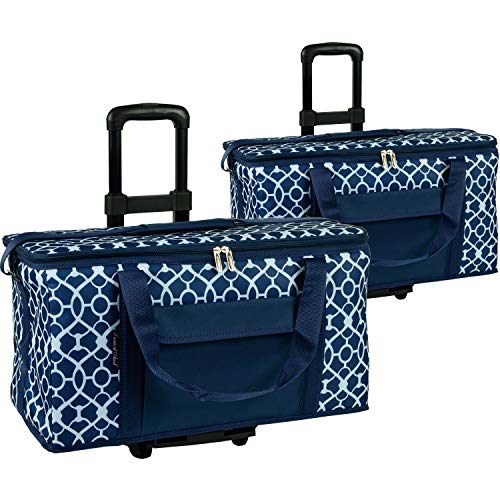 Picnic at Ascot Ultimate Travel Cooler with Wheels- 36 Quart - Combines Best Qualities of Hard & Soft Collapsible Coolers - Trellis Blue - Pack of 2 - size: Pack of 2