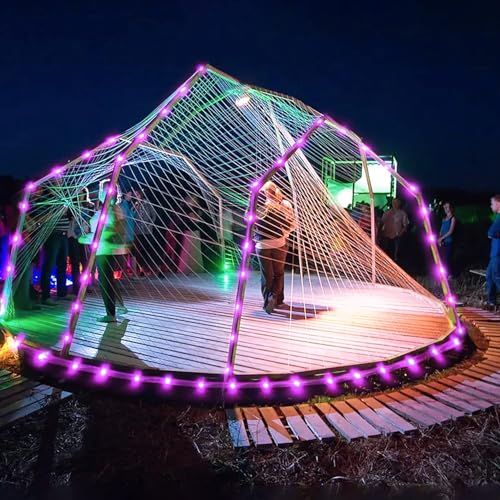 JMEXSUSS 2 * 200 LED Pink Solar Rope Lights, 66ft IP 65 Waterproof Solar String Light Outdoor, 8 Modes Christmas Lights for Camp Trampoline Ladder Slide Tent - color: Pink, size: 2*200 Led