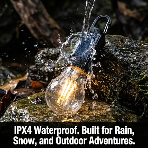 5-Pack Solar LED Camping Light Bulb, Rechargeable Emergency Light Bulbs for Power Outage, Portable Tent Lantern with Hook, Waterproof, for Tent, Hiking, Home