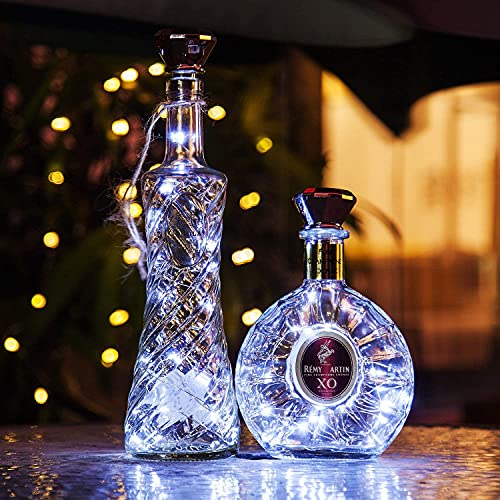 Upgraded 12 Pack Diamond Solar Wine Bottle Lights, 20 LEDs Waterproof Copper Light, Bottle Light Fairy Cork String Lights for Yard Patio Decor, DIY Birthday Gift for Mom Grandma Friend(Cool White) - color: Cool White (Diamond Shaped), size: 12 Pack