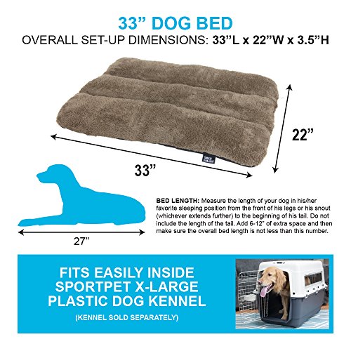SportPet Designs Waterproof Pet Bed with Non Skid Bottom Fits Plastic Dog Kennel, 33 inch (CM-0353-CS01), Light brown - color: XL - 33"