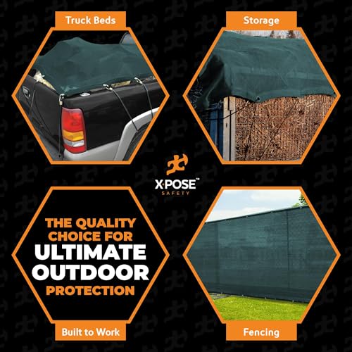 Xpose Safety Heavy Duty Green Mesh Tarp 10' x 18' (2-Pack) – 70% Sunblock Shade Cloth with Grommets for Garden, Fence, Privacy Screen, Canopies, Dump Trucks, Pool Cover – Tear & Weather Resistant - color: Green, size: 10' x 18' (2-Pack)