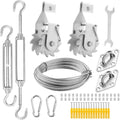 Sunshade Hardware Kit with Ratchet Winch Wire Cable for Triangle Rectangle Sun Shade Canopy Installation, 304 Stainless Steel Shade Awning Kit for Outdoor,Garden,Kitchen,Patio Lawn - size: Hardware Kit with Ratchet Winch