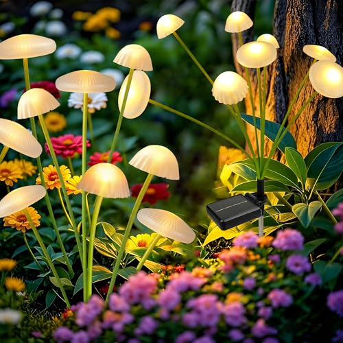 Solar Garden Lights Outdoor, 2Pack Solar Lights Garden Decor, Swaying Mushroom Lights Waterproof for Yard, Patio,Pathway Decoration,Gifts for Women,Mom(Warm White) - size: 2 Pack