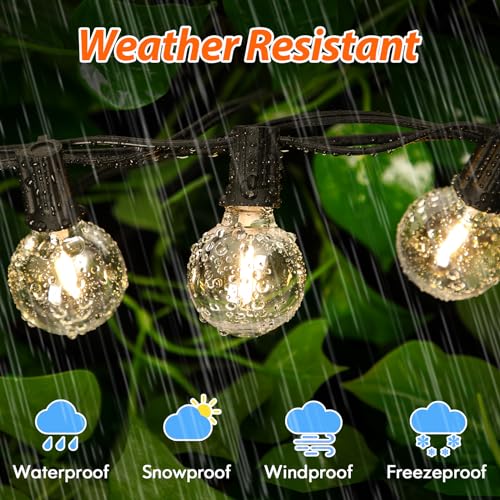 50FT Outdoor String Lights with 3 Color Lights, Dimmable G40 Globe String Lights for Outside with Remote, Waterproof Patio Lights with 25+1 Shatterproof Bulbs for Wedding Party Backyard Home Christmas - color: Black, size: 50FT-3CCT