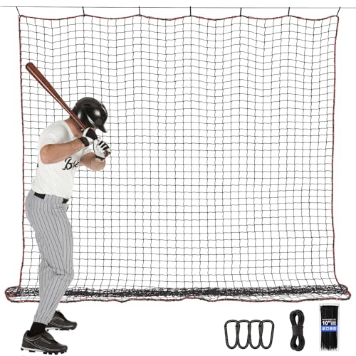 BaseGoal Baseball & Softball Backstop Nets, Heavy Duty Sports Practice Nets, Sports Netting Barrier,DIY Ball Net,Hitting Net for Baseball, Hockey, Soccer, LAX and More - size: 10x30ft